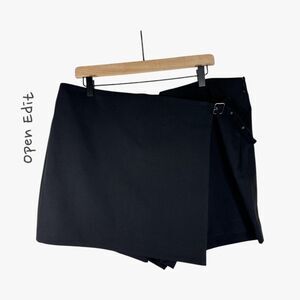 Open Edit Women's Front Flap Back Pocket Mini Skirt in Black Size XXL